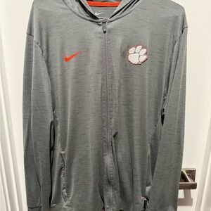 Nike Clemson Gray Full-Zip Hoodie with embroidered logos